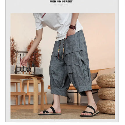 Pantaloncini Estivi da Uomo Taglie Forti in Cotone Comodi Stile Cinese Vintage Moda Casual Sportivi a Lanterna Taglie Grandi fino alla 8XL