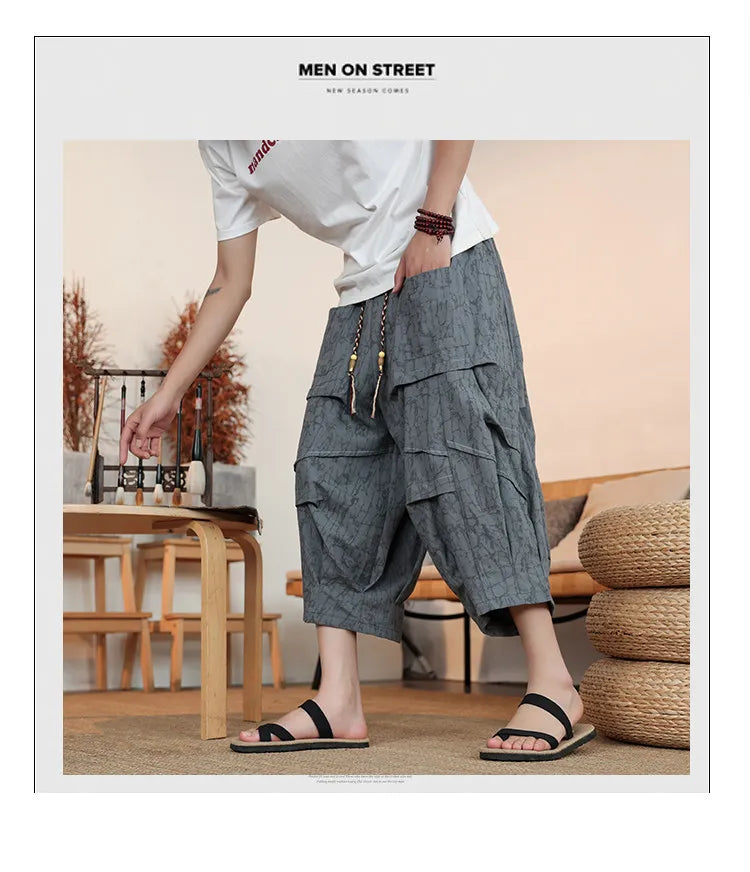 Pantaloncini Estivi da Uomo Taglie Forti in Cotone Comodi Stile Cinese Vintage Moda Casual Sportivi a Lanterna Taglie Grandi fino alla 8XL
