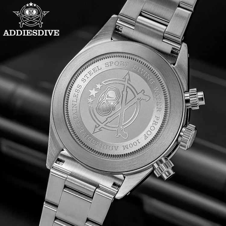 ADDIESDIVE Luxury Men's Watch AD2557 VK64 Quartz Chronograph 40mm Ceramic Bezel BGW9 Luminous 100M Waterproof Fashion Watch