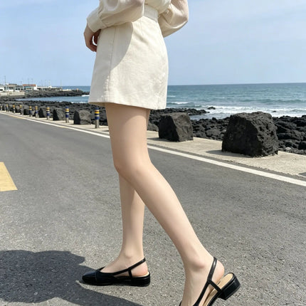 Scarpe Slingback in Vera Pelle con Tacco Basso, Décolleté con Punta Quadrata e Tacco Spesso, Design di Marca per Calzature Femminili