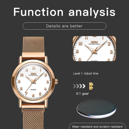 OPK 8115 Orologio da donna Orologio da polso al quarzo originale alla moda semplice Cinturino in maglia di acciaio inossidabile Orologio impermeabile per donna Reloj platinumshop