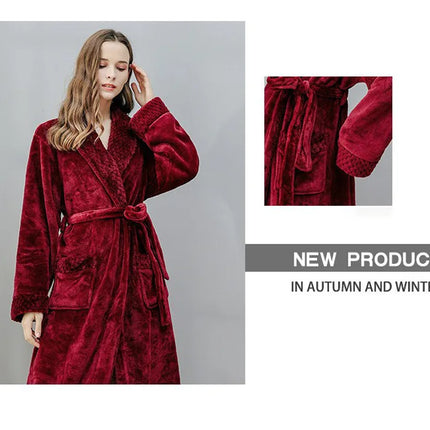 Donna Autunno e Inverno Caldo Lungo Velluto Corallo Spessore Coppia Accappatoi Da Bagno Uomo Donna Pigiama Doccia Accappatoio Asciugamani Da Bagno Per Adulti
