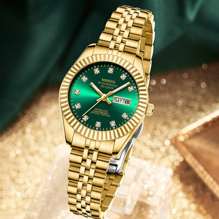 NIBOSI Orologi da donna con diamanti Orologio da donna casual di moda di lusso delle migliori marche Orologio da donna con data settimanale automatica impermeabile Reloj platinumshop