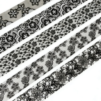 10 Rolls 2.5*50cm New Black White Lace Transfer Foil Nail Art Sexy Full Wraps Flower Glue Adhesive DIY Manicure Styling Tools