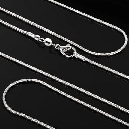SHSTONE 1mm/2mm/3mm Women Snake Chain Men 925 Sterling Silver 40-75cm Necklaces Fashion Choker Jewelry Classics Neck Necklace PlatiNum