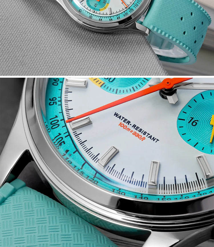 ADDIESDIVE 38mm New Men's Watch 0S21 Movement BGW9 Luminous 10Bar Water Resistant Fluorocarbon Rubber Chronograph Quartz Watch