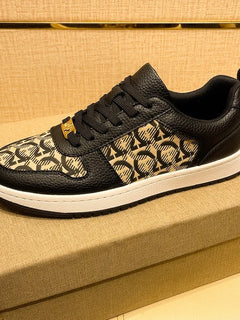 European New Shoes for Men Genuine Leather Patchwork Casual Shoes Trend Flat Skateboard Shoes Youth Cool Lace-up Sneakers