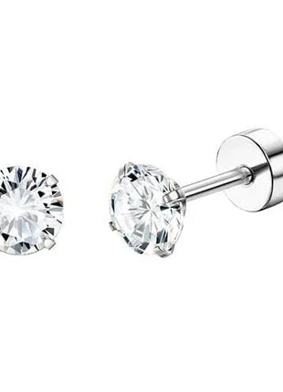 Florideco 1 paio di orecchini a bottone ipoallergenici con retro piatto per donna uomo orecchini a bottone per cartilagine in acciaio inossidabile chirurgico platinumshop