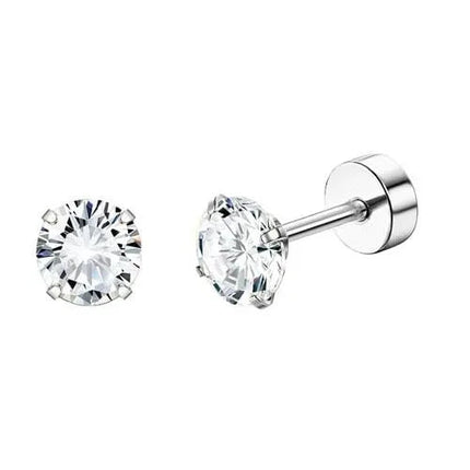 Florideco 1 paio di orecchini a bottone ipoallergenici con retro piatto per donna uomo orecchini a bottone per cartilagine in acciaio inossidabile chirurgico platinumshop