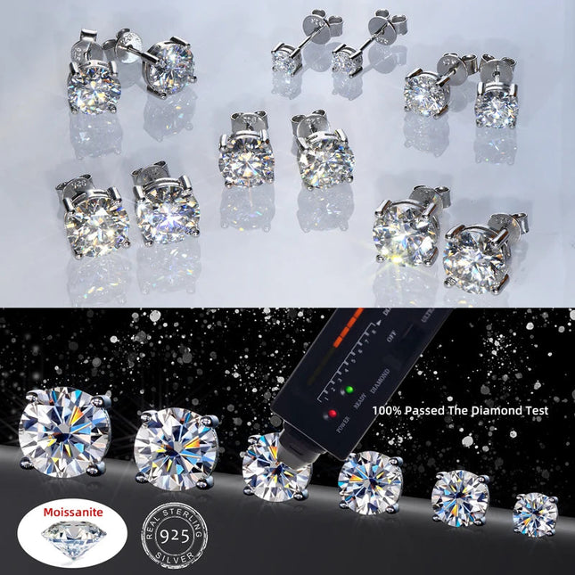 IOGOU 3mm/4mm/5mm/6.5mm/8mm/9mm/10mm/11mm Certificato D VVS1 Moissanite Orecchini con perno 925 Orecchini in argento per le donne Uomini Gioielli platinumshop