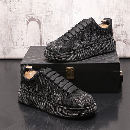 New Style Luxury Men's High Hip-hop Casual Shoes Men Black Fashion Rivets Shoes Italy Fashion Leisure Driving Loafers