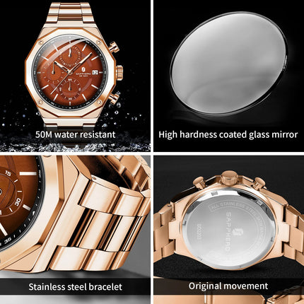 SAPHERO Orologio Cronografo Uomo al Quarzo 5ATM Impermeabile Acciaio Inox con Data, Regalo Perfetto per Padre, Marito, Fidanzato per Natale, Compleanno, San Valentino platinumshop