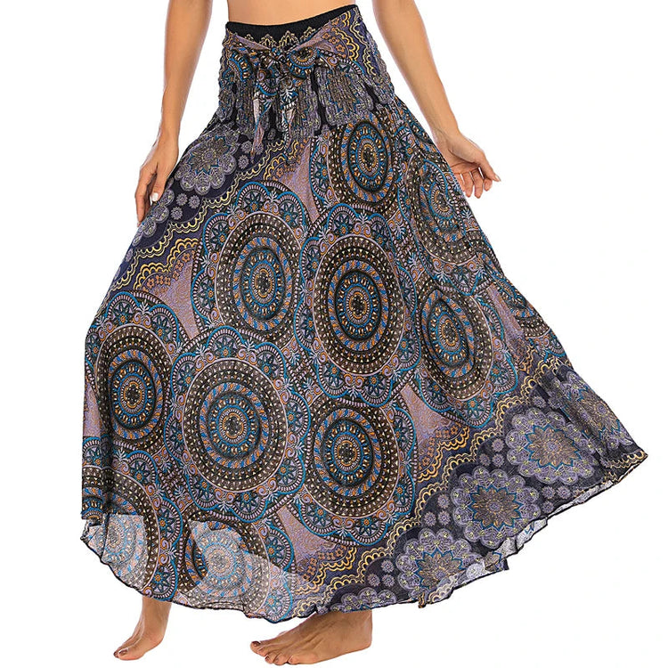 Boho Gonne Donna Rayon Beach Abito lungo Estate Bohemian Jupe Longue Femme Elastico in vita Stampa Fasciatura floreale Halter Hippie platinumshop