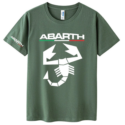 Abarth Scorpion 100% Cotton Men's T-shirt Abarth Scorpion White Black Sport Car Racing Italy Motor Tuning Rally Car Men TShirt