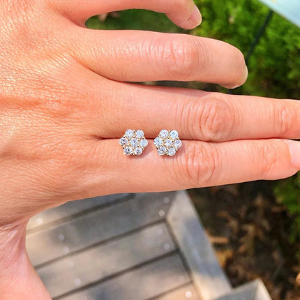 Moissanite Stud Earrings for Women Luxury Women Full Moissanite Stud Earrings Flower D Color Women's Moissanite Set Jewerly PlatiNum