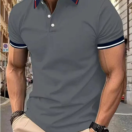 Men's short sleeve top daily casual short sleeve T-shirt with lapel casual short sleeve men's casual T-shirt