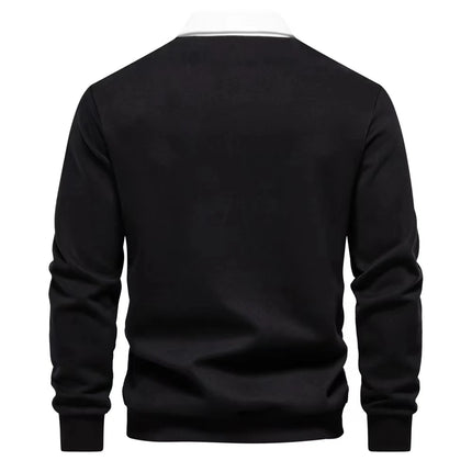 2025 Spring Autumn Polo Neck Sweatshirts for Men Fashion Smart Casual Cotton Mens Hoodies Sweatshirts High-Quality Pullover Tops