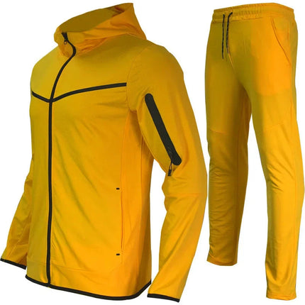 Men's Sports Coat Men's Spring and Autumn New European Size Sportswear Pants Hoodie Hooded Casual Set Tracksuit Men PlatiNum