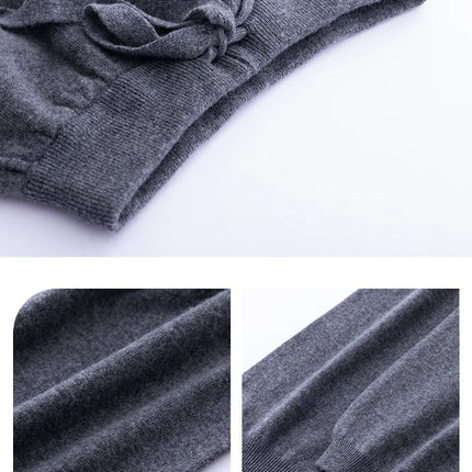 2024 Autumn And Winter New 100% Pure Wool Flat Small Foot Pants Women Loose High Waist Lean Knitted Cashmere Bunched Foot Pants PlatiNum