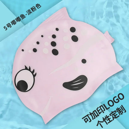 Cuffia da nuoto per bambini Cuffia da nuoto impermeabile per cartoni animati per ragazzi e ragazze Cuffia da nuoto universale in silicone morbido a forma di pesce