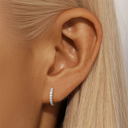 CANNER 1PC 6/7/8/9mm Moissanite 925 Sterling Silver Hoop Earrings Women Round Circle Piercing Earings Personalized Fine Jewelry PlatiNum