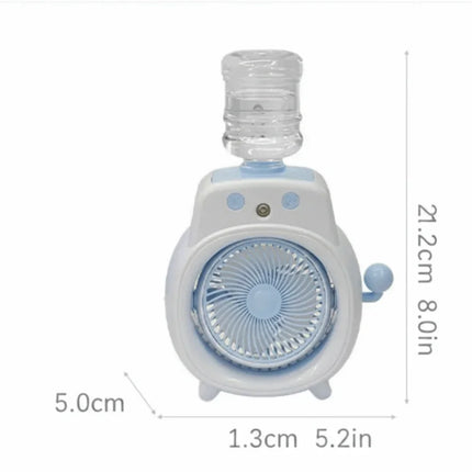Ventilatore da Tavolo Portatile con Nebulizzatore Fine e Delicato, Ampio Angolo di Copertura, Ventilatore da Scrivania con Nebbia Fredda a 360°, Batteria da 500mAh