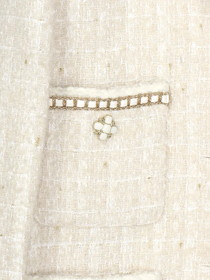 Women High Quality Long Sleeve Jacket Small Fragrance Autumn Winter Simple Fashion French Tweed Woven Office Lady Elegant Jacket