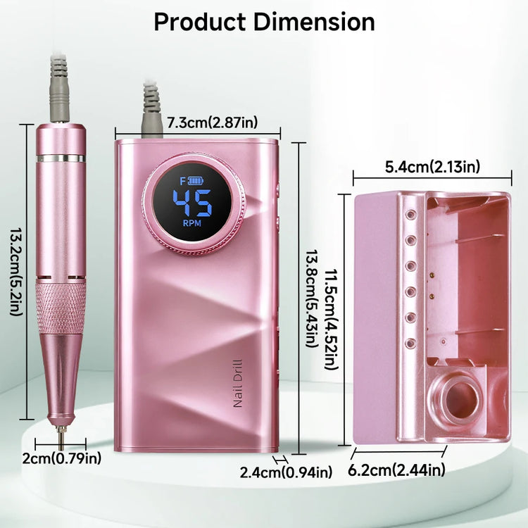 Professional Nail Drill Kit With Charging Dock, 45000RPM Cordless Electric Nail File With LCD Display, Rechargeable 4500mAh Battery Nail Efile For Acrylic & Gel Nails, Manicure Pedicure, Salon & Home Use