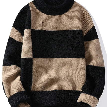 2023 New Style Turtleneck Sweater Men Pullovers Autumn Winter Soft Lightweight Warm Knitted Jumper Hombre Plaid Sweater