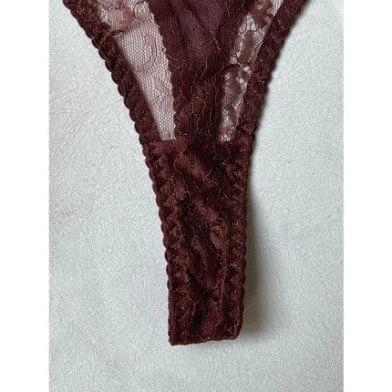 Tornova Erotic Lingerie French Retro Eyelash Lace Underwear Set Sexy Intimate See-through Ultra-thin Bra with Underwire Briefs