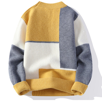 Color Matching Winter Knitted Sweater High-quality New Pullover Loose and Warm Thick Street Autumn Wool 2023 New