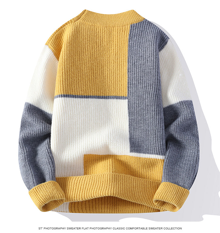 Color Matching Winter Knitted Sweater High-quality New Pullover Loose and Warm Thick Street Autumn Wool 2023 New