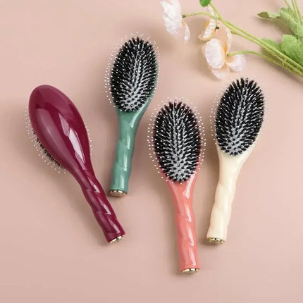 Scalp Massage Boar Bristle Fried Dough Twists Hair Brush Reduces Hair Breakage Detangling Hair Comb Portable Daily Hair Styling Accessories