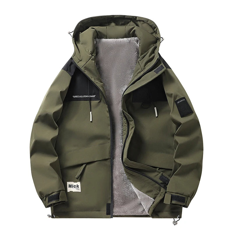 Plus Size Male Waterproof Windproof Hooded Jacket Autumn Winter New Fashion Men Casual Loose Fleece Thick Warm High Quality Coat