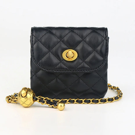 Women's Leather Slanting Belt Bag Detachable Adjustable Chain Strap Shoulder Bag Fashion Wallet Hanging Pouch Belt Bag PlatiNum