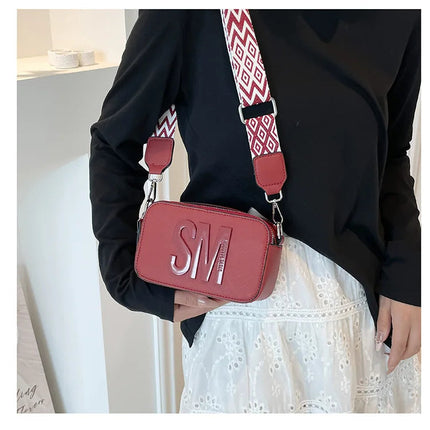 Cross-Border Style Camera Bag Fashionable Retro Women's Shoulder Slant Bag Small Square Bag Street Trend PU Material PlatiNum