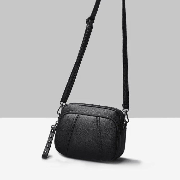 Solid Color Fashionable Rivet Zipper Women's Mobile Phone Bag Simple Soft Leather Shoulder Crossbody Small Square Bag Handbag PlatiNum