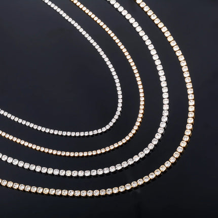 Sparkly Cubic Zirconia Tennis Necklace for Women Rhinestone Choker Minimalist Crystal Chain Stainless Steel Jewelry Accessories PlatiNum