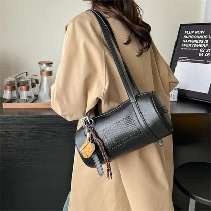 2025 Cylinder Pillow Bag for Women Multifunctional Shoulder Crossbody Bag with Pendant Winter Luxury Designer Handbag