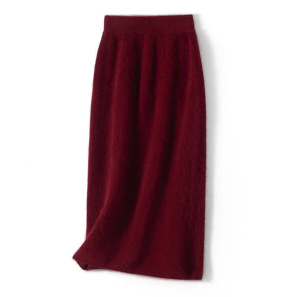 Autumn Winter Knitted Woolen High Waist Slim Fit Half-length Skirt Women's Mid-length Wrap Bodycon Skirt Elegant Commute Style PlatiNum