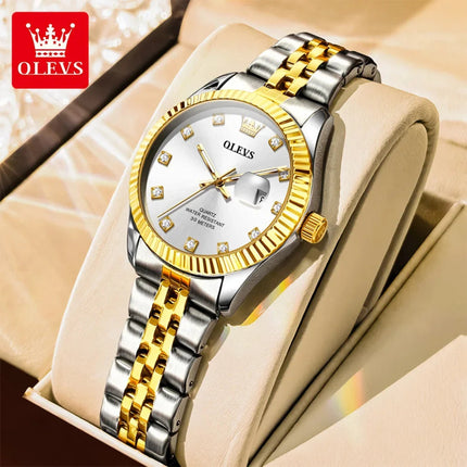 OLEVS Orologio da donna Nuovo orologio al quarzo 3705 Orologio da donna con data luminosa impermeabile in acciaio inossidabile Reloj platinumshop