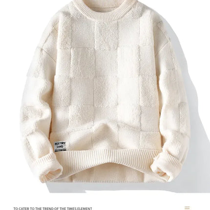 New Winter Men O-neck Knitted Pullovers Man Fleece WarmTurtlenecks Sweaters Man Casual Sweaters Quality Male Pullovers Size 4XL