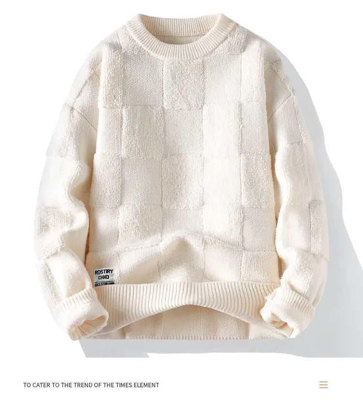 New Winter Men O-neck Knitted Pullovers Man Fleece WarmTurtlenecks Sweaters Man Casual Sweaters Quality Male Pullovers Size 4XL