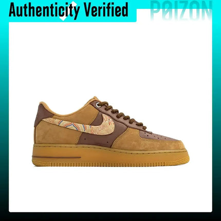 Nike Air Force 1 Wan Hua Nong, Brown Yarn, Shopping Bag Abrasion Resistant Low top Skateboard Shoes Unisex Brown
