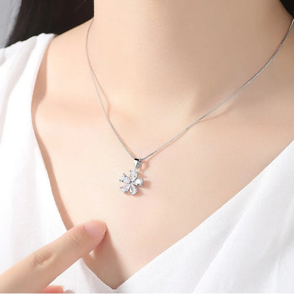 Collana in Argento 925 con Zirconi per Donne, Gioielli Placcati Oro 18k, Ciondolo in Argento Sterling, Regalo per Feste di Compleanno PlatiNum