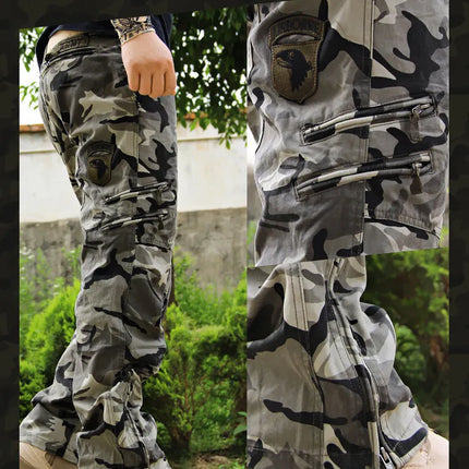 Men's Cargo Pants Outdoors Style Tactical Pants Male Camo Jogger Plus Size Cotton Many Pocket Men Camouflage Black Trousers