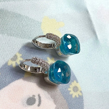 Classic Candy Color Earrings Inlay Transparent Zircon 27Colors Crystal Earrings Platinum Plated Fashion Jewelry For Women PlatiNum