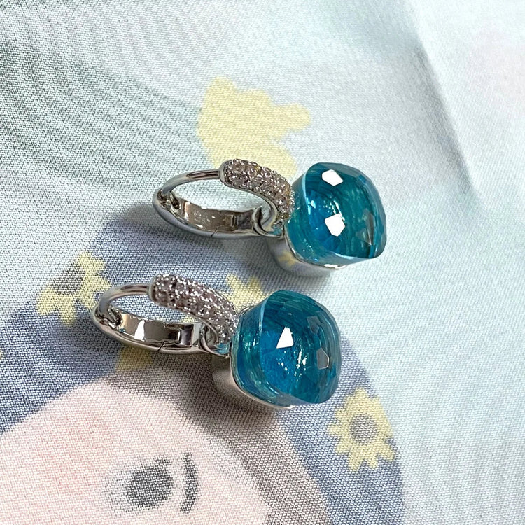 Classic Candy Color Earrings Inlay Transparent Zircon 27Colors Crystal Earrings Platinum Plated Fashion Jewelry For Women PlatiNum