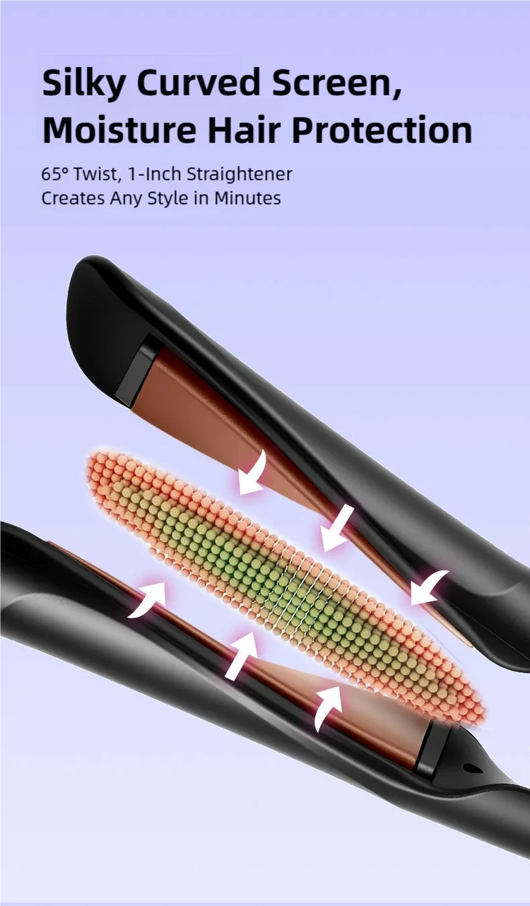 TINSOL New 2-in-1 Curling Iron & Straightener Multi-Function Hair Styling Tool Dual-Purpose Curling and Straightening Iron