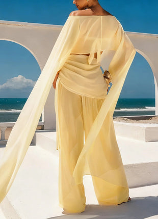Poncho Lungo in Chiffon Trasparente da Donna, Copricostume a Rete, Sciarpa Fluida Asimmetrica, Coprispalle per Sposa, Matrimonio, Serate ed Eventi platinumshop